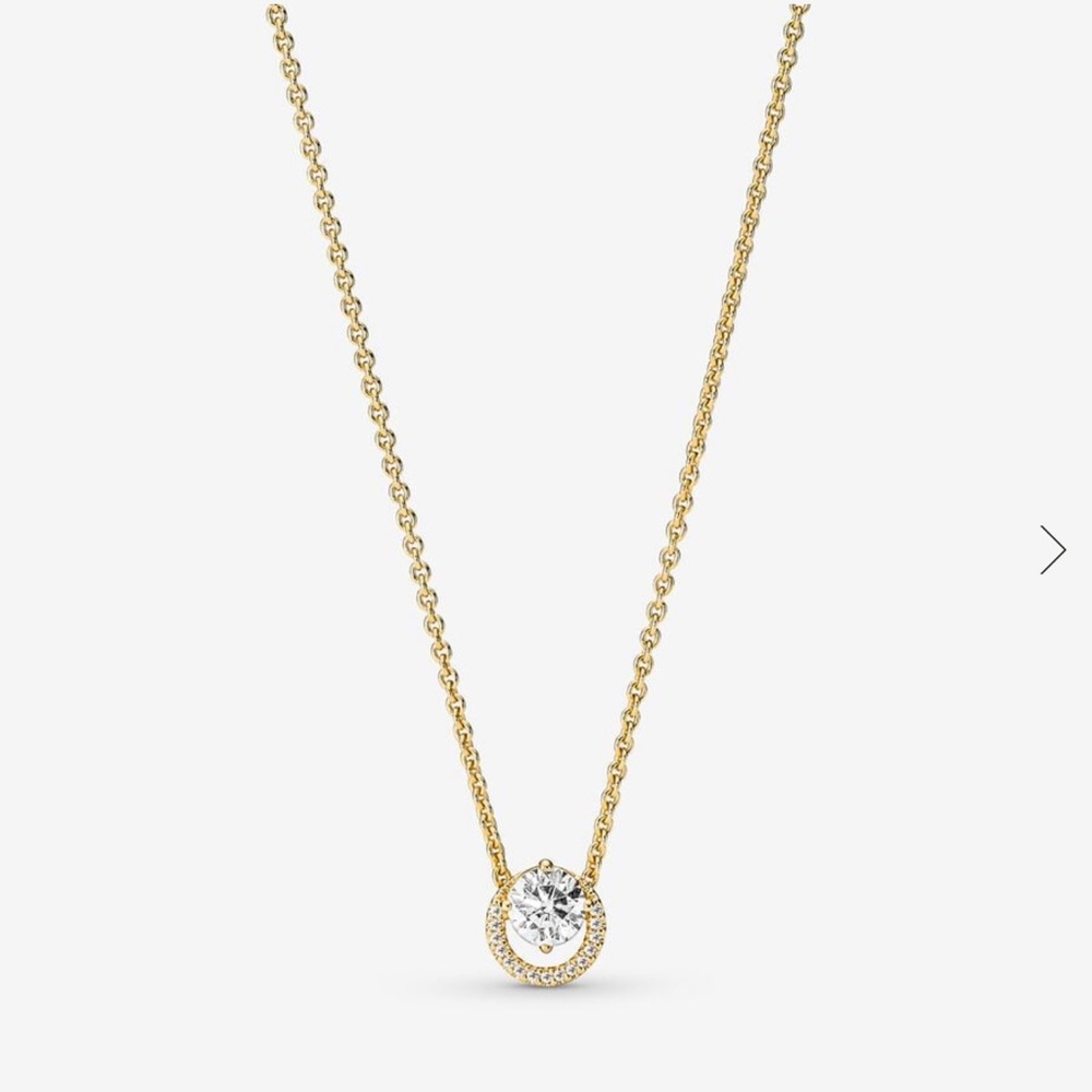 Pandora Sparkling Round Halo Necklace in Gold